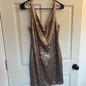 Lulu's Sequin Rose Gold Dress